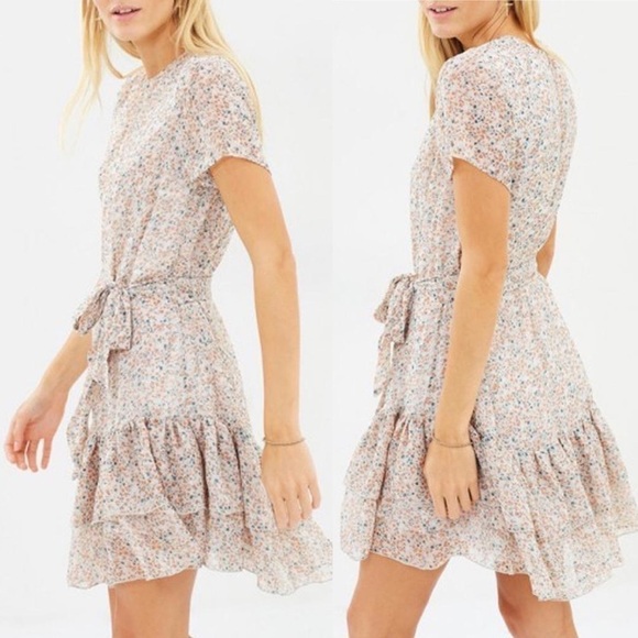 Anthropologie The East Order Cosette Floral Belted Ruffle Mini Dress - Picture 1 of 14